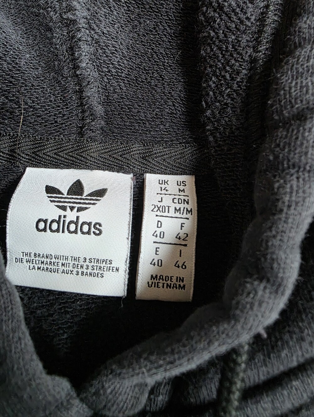 adidas Black Cropped Hooded Sweatshirt with Trefoil Logo- Size Medium - Picture 2 of 3
